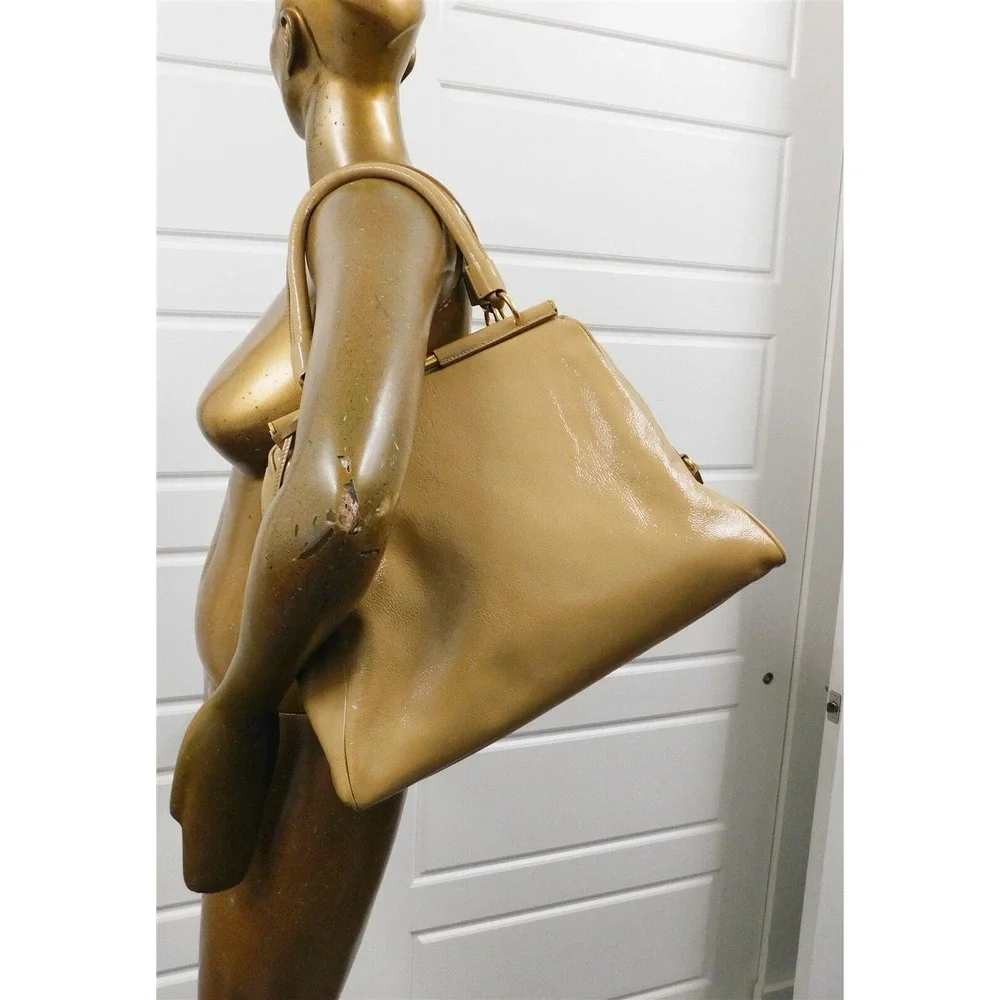 YSL Yves Saint‎ Laurent Majorelle Beige Patent Leather Large Satchel Bag Italy